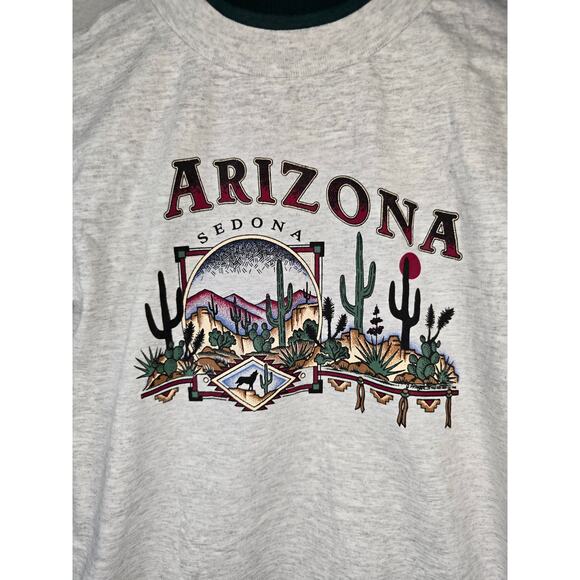 Vintage Arizona Shirt Youth Medium Desert Graphic Gray Double Sleeve Nature Tee - Picture 2 of 8